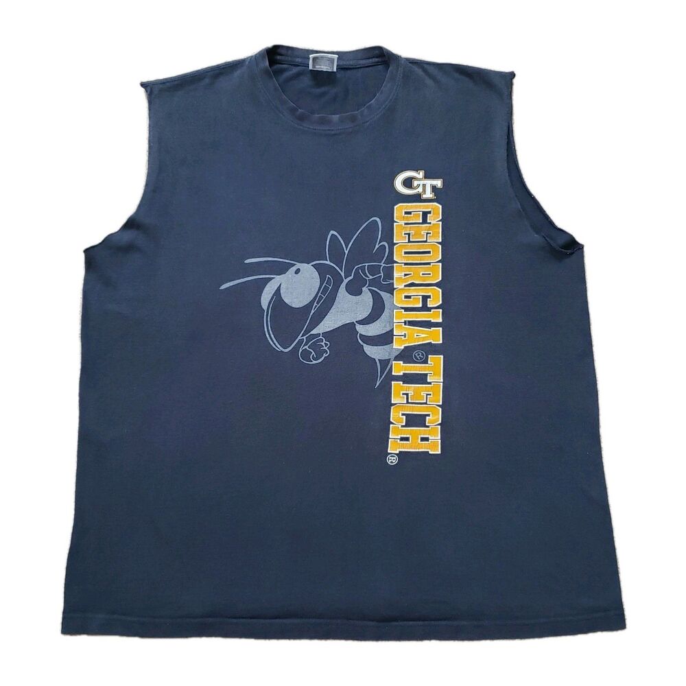 Vintage Y2K George Tech Yellow Jackets Sz XL Mens Faded Black Tank Top